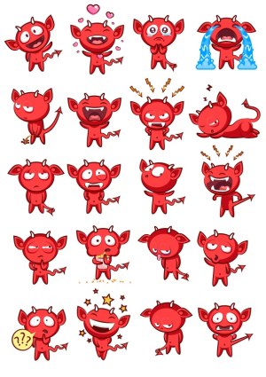 Red Cartoon Devil Character Emotions and Gestures Set Free Vector