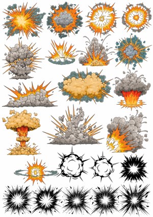Cartoon Explosion and Smoke Effects Vector Set Free Vector