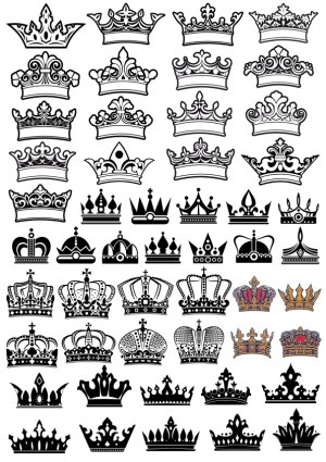 Variety of Decorative Crown Vector Illustrations Free Vector