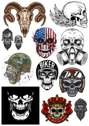 Collection of Skull and Ram Horn Vector Illustrations Free Vector
