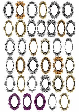 Collection of Vintage Oval Frames with Ornate Designs Free Vector
