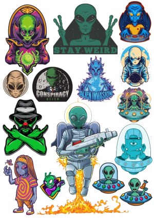Collection of Colorful Alien and UFO Vector Illustrations Free Vector