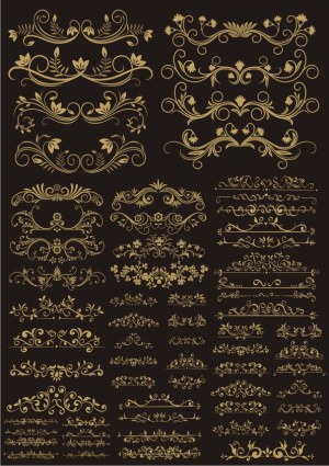 Elegant Gold Vintage Floral Ornaments and Borders Collection Free Vector