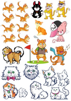 Collection of Cute Cartoon Cat Characters and Poses Free Vector