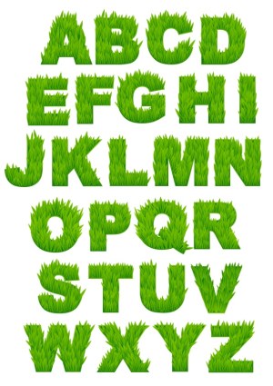 Green Grass Texture Alphabet A to Z Vector Free Vector