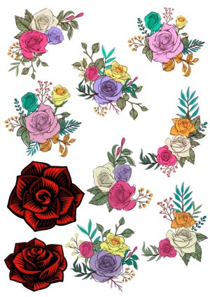 Colorful Mixed Rose Bouquets Vector Set Free Vector
