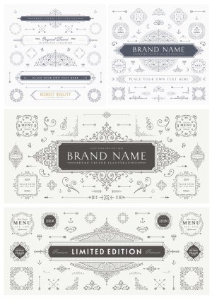 Vintage Ornamental Frames and Decorative Elements Vector Set Free Vector