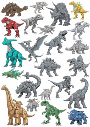 Collection of Robot Dinosaur Vector Illustrations Free Vector