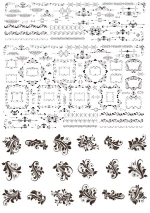 Vintage Ornamental Borders, Frames, and Floral Swirl Elements Free Vector
