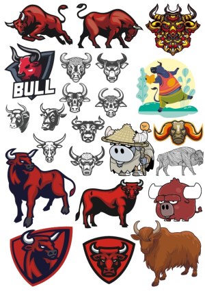 Collection of Bull and Buffalo Vector Illustrations and Mascots Free Vector