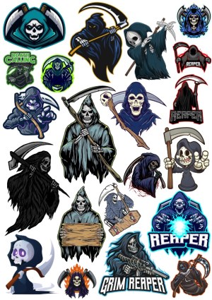 Collection of Grim Reaper and Death Mascot Vector Illustrations Free Vector