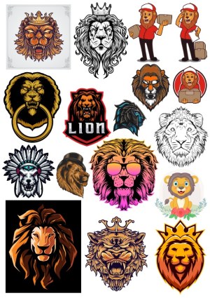 Assorted Lion Themed Vector Illustrations and Logos Free Vector