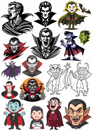 Collection of Vampire and Dracula Vector Illustrations Free Vector