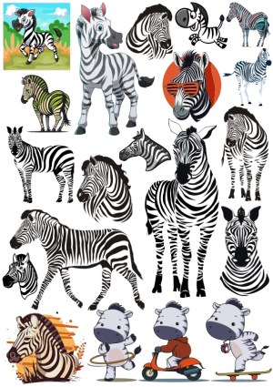 Collection of Zebra Illustrations and Cartoons Free Vector