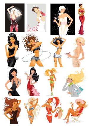 Collection of Stylish Women Vector Illustrations Free Vector