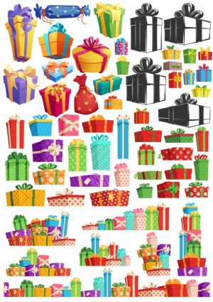 Colorful Gift Boxes and Wrapped Presents Vector Collection Free Vector