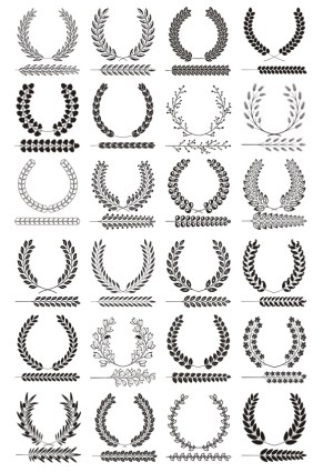 24 Black Laurel and Olive Wreath Vector Designs Free Vector