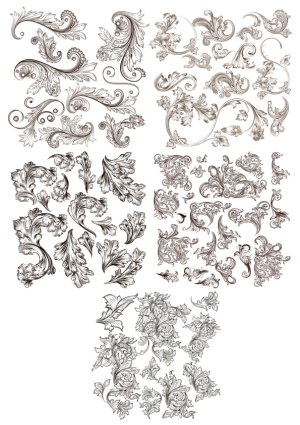 Ornate Vintage Floral Swirl Decorative Elements Free Vector