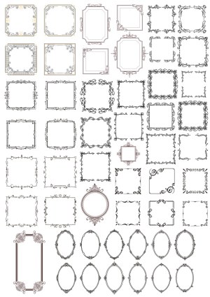 Collection of Decorative Vintage Vector Frames and Borders Free Vector