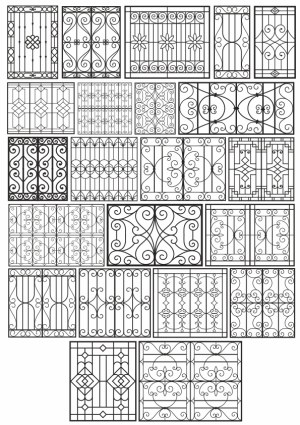 Collection of Ornamental Iron Gate and Fence Vector Designs Free Vector
