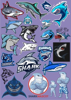 Collection of Cartoon Shark Logos and Mascots Free Vector