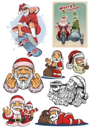 Collection of Cool and Playful Santa Claus Cartoon Vectors Free Vector