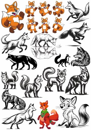 Collection of Cartoon and Artistic Fox Illustrations and Silhouettes Free Vector
