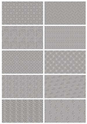 Set of Ten Seamless Geometric Line Patterns Free Vector