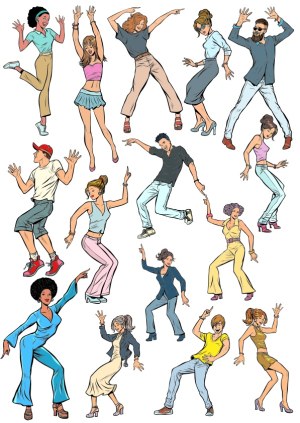 Diverse Group of People Dancing Vector Illustration Free Vector