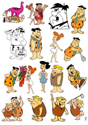 Collection of Themed Cartoon Caveman Characters in Various Poses Free Vector