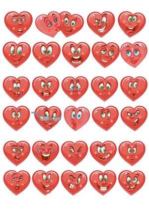 Cartoon Heart Characters Expressing Various Emotions Free Vector