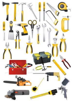 Comprehensive Set of Hand and Power Tools Vector Illustration Free Vector
