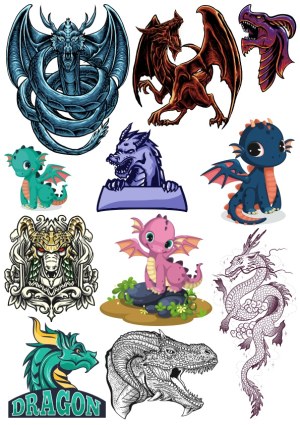 Collection of Various Dragon Vector Illustrations Free Vector