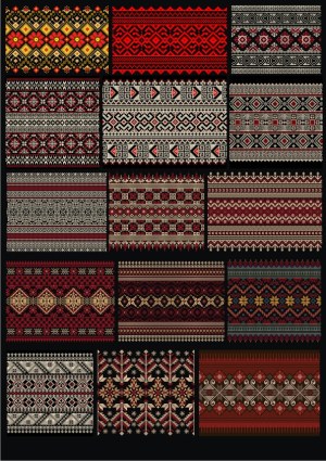 Traditional Ethnic Embroidery Patterns Vector Set Free Vector