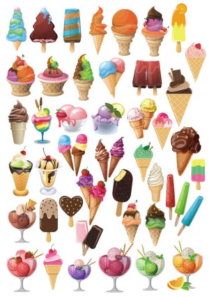 Collection of Various Colorful Ice Cream and Popsicle Vectors Free Vector