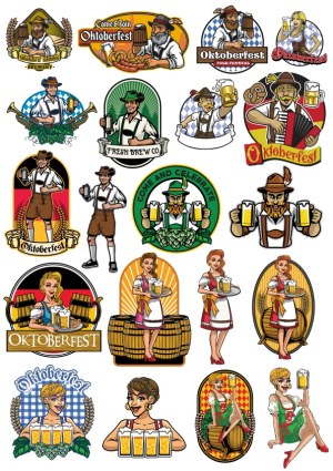 Oktoberfest Vintage Beer Festival Vector Set Free Vector