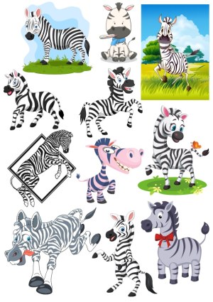 Collection of Cartoon Zebra Vector Illustrations Free Vector