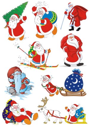 Santa Claus Various Poses and Activities Vector Set Free Vector