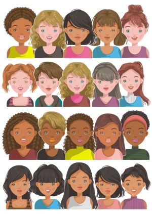 Diverse Female Faces Vector Set Free Vector