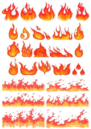 Collection of Stylized Fire and Flame Vector Icons Free Vector