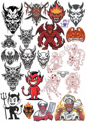 Collection of Devil and Demon Vector Illustrations Free Vector