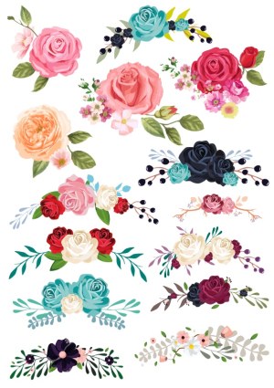 Floral Rose Arrangements and Decorative Flower Borders Free Vector