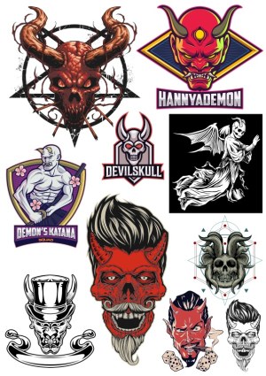 Demonic and Skull-Themed Vector Illustrations Collection Free Vector