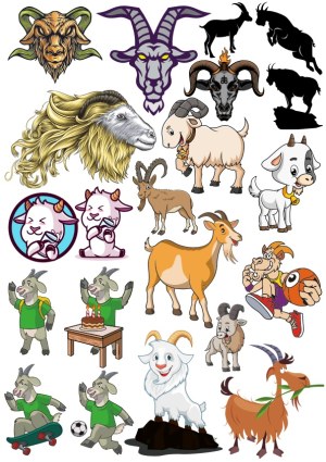 Collection of Goat Illustrations and Cartoon Characters Free Vector