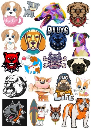 Colorful and Stylized Dog Vector Illustrations Collection Free Vector