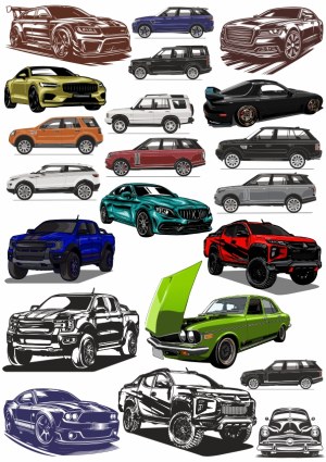 Collection of Detailed Car and Truck Vector Illustrations Free Vector