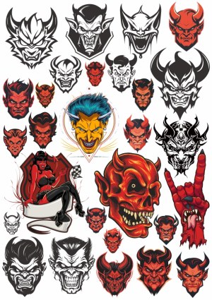 Devil and Demon Vector Head Illustrations Collection Free Vector