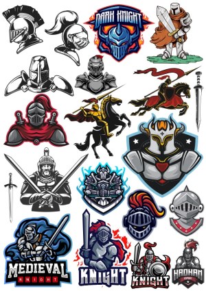 Medieval Knights and Armor Vector Collection Free Vector