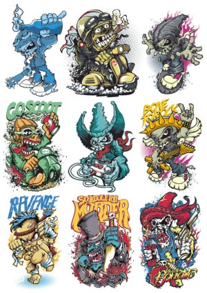 Grim Reaper and Monster Cartoon Character Pack with Various Themes Free Vector