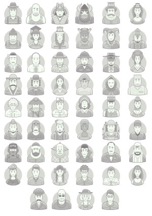 Set of Diverse Character Avatars in Various Historical and Cultural Styles Free Vector